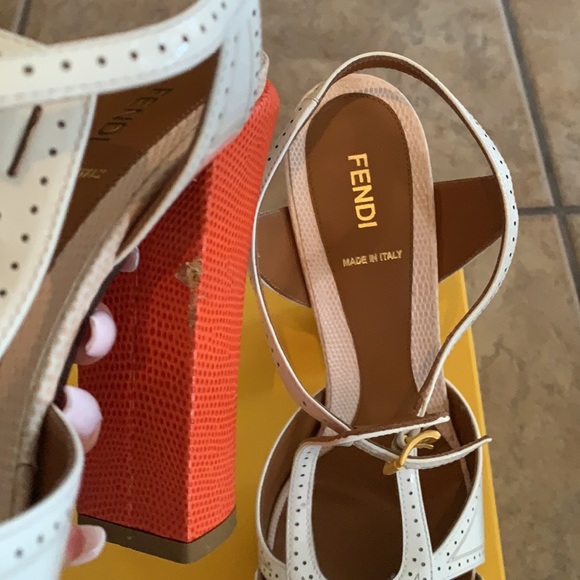 Fendi Chameleon T-Strap Sandals Heels 10 - Picture 6 of 7